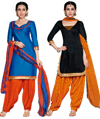 

Jiya Cotton Self Design, Printed Salwar Suit Dupatta Material(Un-stitched), Black;royal blue