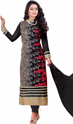 

Trendz Apparels Georgette Embroidered Salwar Suit Dupatta Material(Un-stitched), Black