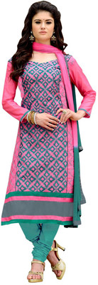 

K D Collection Chanderi Embroidered Salwar Suit Dupatta Material(Un-stitched), Pink