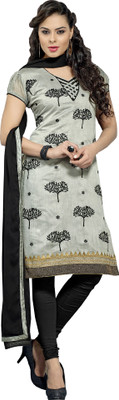 

Jiya Chanderi Self Design, Embroidered Salwar Suit Dupatta Material(Un-stitched), Black;grey