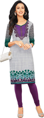 

Indian Wear Online Cotton Printed Kurti Fabric(Un-stitched), Grey;purple