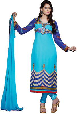 

Khushali Georgette Embroidered Salwar Suit Dupatta Material(Un-stitched), Blue