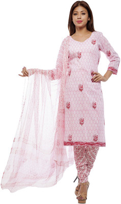 

PinkShink Cotton Printed Salwar Suit Dupatta Material(Un-stitched), Pink