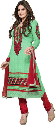 

Trendz Apparels Georgette Embroidered Dress/Top Material(Un-stitched), Green
