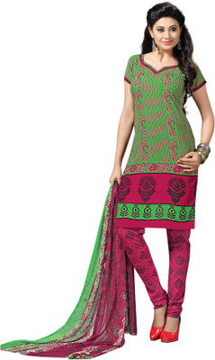

Trendz Apparels Cotton Printed Dress/Top Material(Un-stitched), Green