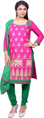 

Roohi Cotton Embroidered Salwar Suit Dupatta Material(Un-stitched), Pink