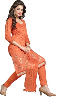 

Jiya Chanderi Self Design, Embroidered Salwar Suit Dupatta Material(Un-stitched), Orange