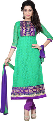 

Trendz Apparels Net Embroidered Dress/Top Material(Un-stitched), Green