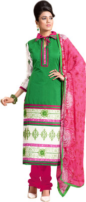 

Jiya Chanderi Self Design, Embroidered Salwar Suit Dupatta Material(Un-stitched), Green;pink;white