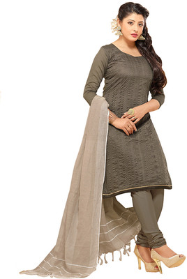 

Khushali Chanderi Self Design, Embroidered Salwar Suit Dupatta Material(Un-stitched), Beige;grey