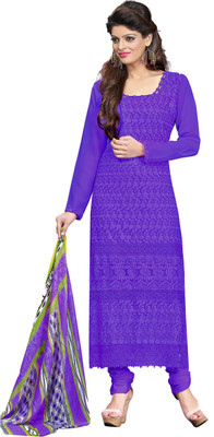 

Jiya Georgette Self Design, Embroidered Salwar Suit Dupatta Material(Un-stitched), Purple