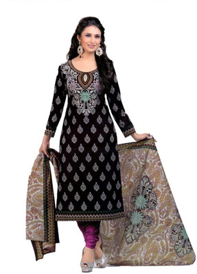 

7colors Cotton Self Design Salwar Suit Dupatta Material(Un-stitched), Black
