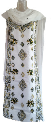

Skhoza Cotton Embroidered Salwar Suit Dupatta Material(Un-stitched), White