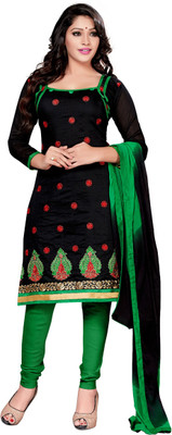 

Jiya Chanderi Self Design, Embellished, Embroidered Salwar Suit Dupatta Material(Un-stitched), Black