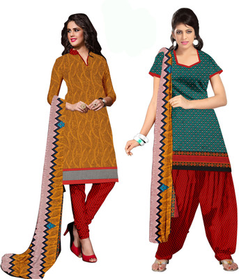 

Women Latest Fancy Designer Salwar Suit Crepe Printed Salwar Suit Dupatta Material(Un-stitched), Multicolor