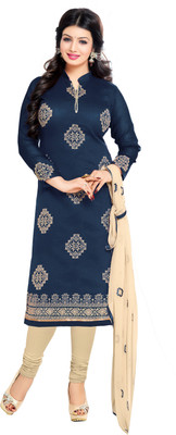 

Jiya Chanderi Self Design, Embroidered Salwar Suit Dupatta Material(Un-stitched), Beige;blue