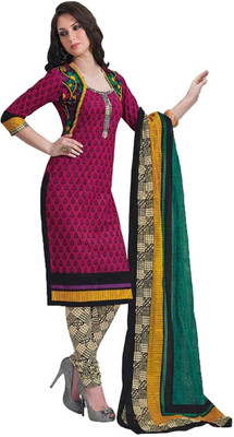 

Javuli Cotton Printed Dress/Top Material(Un-stitched), Pink