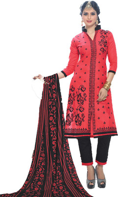 

Pshopee Cotton Embroidered Salwar Suit Dupatta Material(Un-stitched), Orange