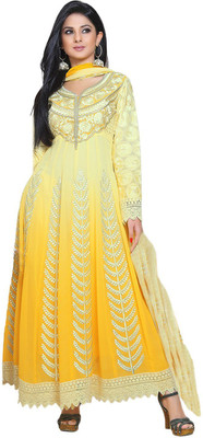 

Jabudi Creation Georgette Embroidered Semi-stitched Salwar Suit Dupatta Material, Yellow