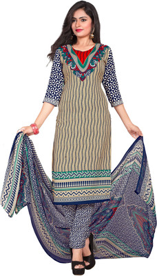 

Women Latest Fancy Designer Salwar Suit Crepe Printed Salwar Suit Dupatta Material(Un-stitched), Multicolor
