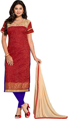

Jiya Chanderi Self Design, Embroidered Salwar Suit Dupatta Material(Un-stitched), Beige;blue;red