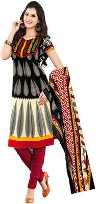 

Javuli Cotton Printed Dress/Top Material(Un-stitched), Black
