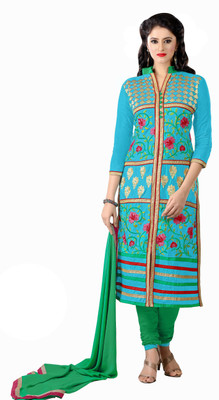 

Jiya Cotton Self Design, Embroidered Salwar Suit Dupatta Material(Un-stitched), Green;light blue