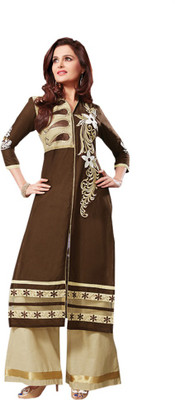 

Abhinna Cotton Embroidered Salwar Suit Material(Un-stitched), Brown