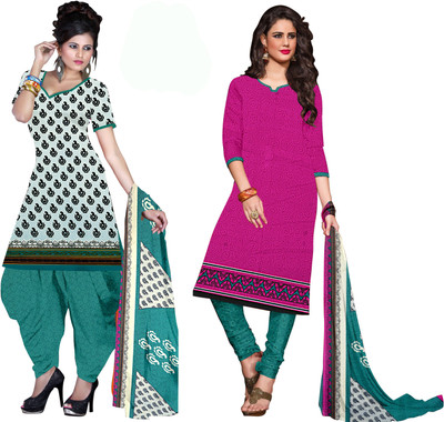 

Women Latest Fancy Designer Salwar Suit Crepe Printed Salwar Suit Dupatta Material(Un-stitched), Multicolor