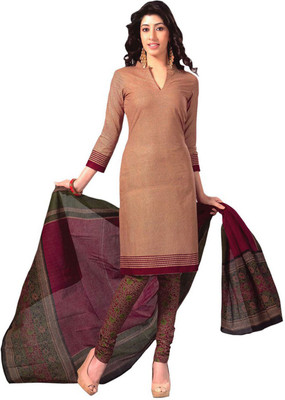 

Javuli Cotton Printed Dress/Top Material(Un-stitched), Brown