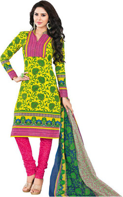 

Javuli Cotton Printed Dress/Top Material(Un-stitched), Green