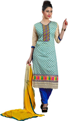 

Ewows Cotton Embroidered Salwar Suit Dupatta Material(Un-stitched), Beige