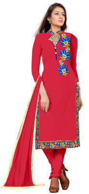 

Khushali Georgette Self Design, Embroidered, Embellished Salwar Suit Dupatta Material(Un-stitched), Pink