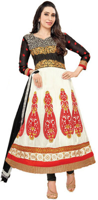 

Chatri Fashions Brocade, Art Silk, Organza Embroidered Semi-stitched Salwar Suit Dupatta Material, White