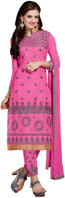 

Trendz Apparels Cotton Embroidered Dress/Top Material(Un-stitched), Pink
