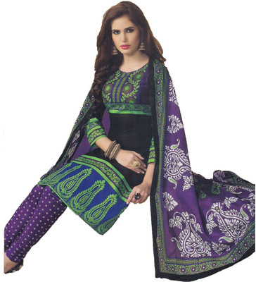 

Party Wear Dresses Cotton Printed Semi-stitched Salwar Suit Dupatta Material, Multicolor