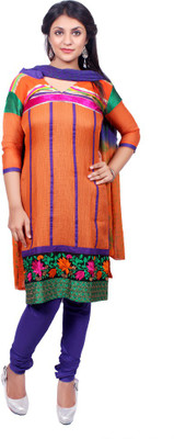 

Roohi Cotton Embroidered Salwar Suit Dupatta Material(Un-stitched), Orange