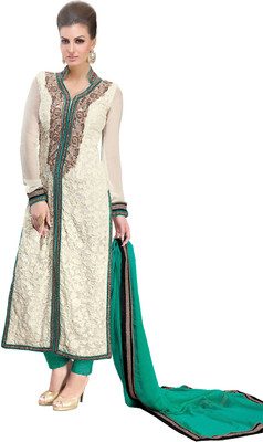 

Jiya Georgette Self Design, Embroidered Salwar Suit Dupatta Material(Un-stitched), Beige;green