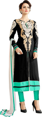 

Parishi Fashion Georgette Embroidered Salwar Suit Dupatta Material(Un-stitched), Black