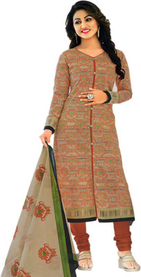 

Javuli Cotton Printed Salwar Suit Material(Un-stitched), Beige