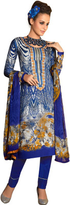 

Shelina Cotton Printed Salwar Suit Dupatta Material(Un-stitched), Blue