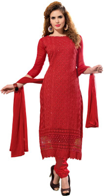 

Khushali Chiffon Embroidered Salwar Suit Dupatta Material(Un-stitched), Red