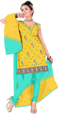 

Vardhman Synthetics Chanderi Embroidered Dress/Top Material(Un-stitched), Yellow