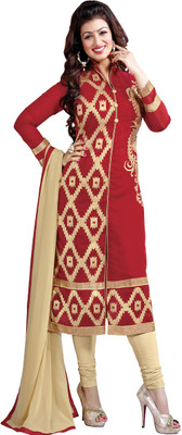 

Jiya Chanderi Self Design, Embroidered Salwar Suit Dupatta Material(Un-stitched), Beige;red