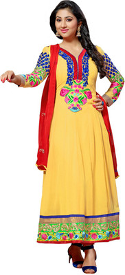 

Jiya Georgette Self Design Salwar Suit Dupatta Material(Un-stitched), Red;yellow