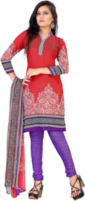 

Jiya Crepe Self Design, Printed Salwar Suit Dupatta Material(Un-stitched), Red