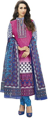 

Party Wear Dresses Cotton Printed Semi-stitched Salwar Suit Dupatta Material, Pink