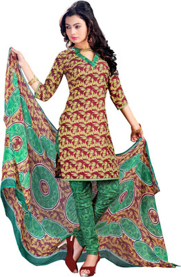 

Parishi Fashion Crepe Embroidered Dress/Top Material(Un-stitched), Multi color
