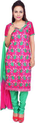

Roohi Cotton Embroidered Salwar Suit Dupatta Material(Un-stitched), Pink