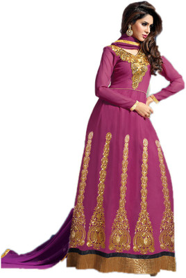 

Indian Wear Online Georgette Embroidered Semi-stitched Salwar Suit Dupatta Material, Pink